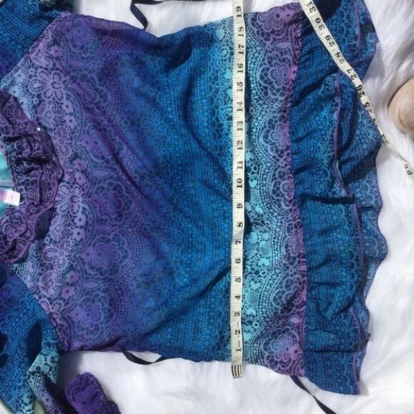 Justice Purple Blue Blouse Floral Flower Ombre 16 - Picture 5 of 7